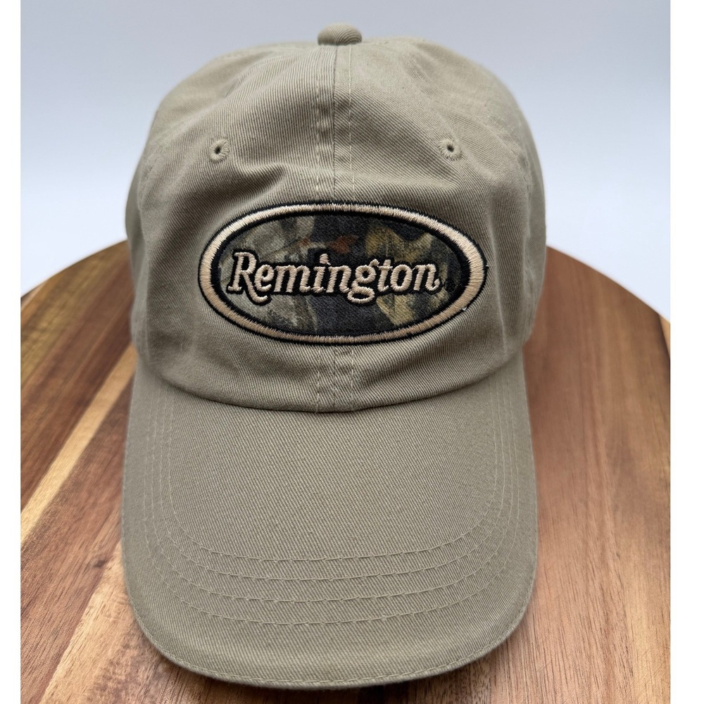Remington Khaki Tan Camo Logo Baseball Cap Hat Adjustable Hook and Loop  0409